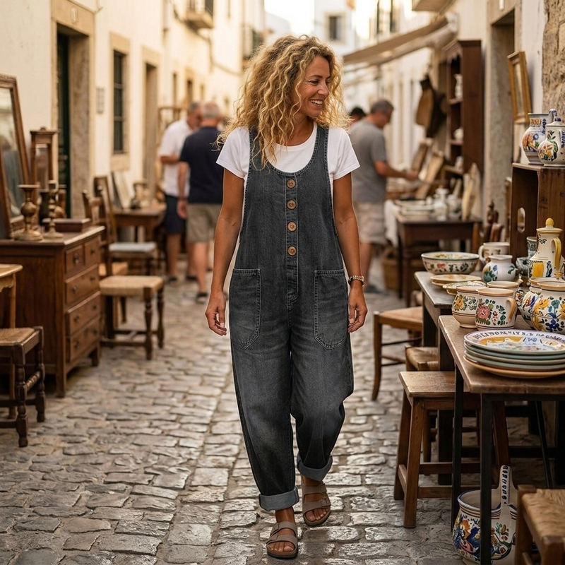 Saylor – Salopette en Denim Coton Lavé Vintage